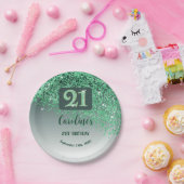 Assiettes En Carton 21st Birthday Party Sparkle Green Glitter (Fête)