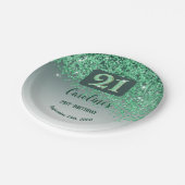 Assiettes En Carton 21st Birthday Party Sparkle Green Glitter (Angle)
