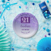 Assiettes En Carton 21st Birthday Party Sparkle Purple Glitter (Fête)