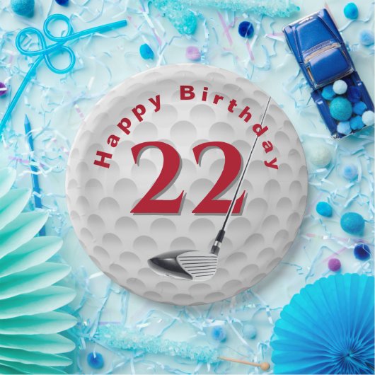 Assiettes En Carton 22e anniversaire Golf Ball Design Plaque en papier (Fête)