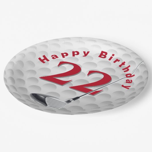 Assiettes En Carton 22e anniversaire Golf Ball Design Plaque en papier (Angle)