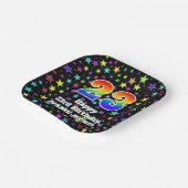 Assiettes En Carton 23e anniversaire : Fun Stars Motif et Rainbow "23" (Angulaire)
