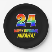 Assiettes En Carton 24e anniversaire : Bold, amusant, simple, arc-en-c (Devant)