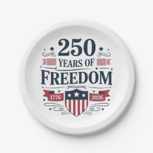 Assiettes En Carton 250 Ans De Liberté 1776 2026 250e 4 Juillet