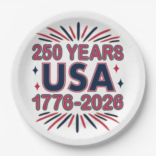 Assiettes En Carton 250 ans États-Unis 1776–2026 Semiquincentenaire