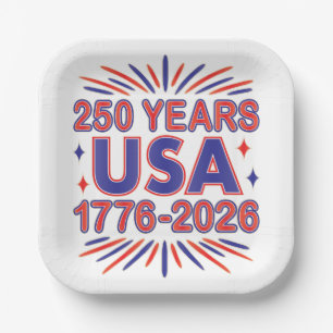 Assiettes En Carton 250 ans USA Semiquinentenaire 1776-2026