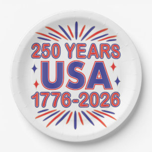 Assiettes En Carton 250 ans USA Semiquinentenaire 1776-2026