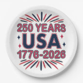 Assiettes En Carton 250 ans USA | Semiquinentenaire 1776-2026 (Devant)