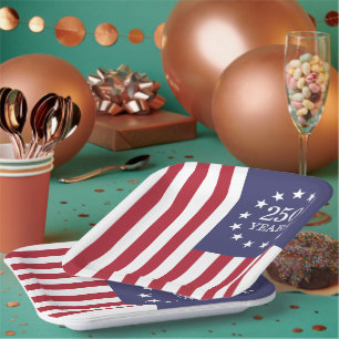 Assiettes En Carton 250e anniversaire d'Amérique Patriotique USA Indép
