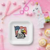 Assiettes En Carton 250e anniversaire USA Plaque papier - American Eag (Fête)