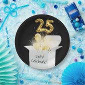 Assiettes En Carton 25e anniversaire Ballons d'or en boîte blanche (Fête)