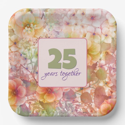 Assiettes En Carton 25e anniversaire Cosmos Floral Design (Recto)