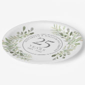 Assiettes En Carton 25e anniversaire d'argent Aquarelle de verdure Flo (Angle)