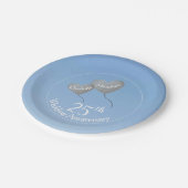 Assiettes En Carton 25e anniversaire de l'argent ballons cardiaques (Angle)