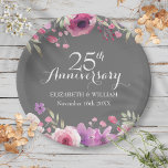 Assiettes En Carton 25e anniversaire de Mariage Roses d'aquarelle<br><div class="desc">Doté de roses délicats aquarelle au-dessus et au-dessous de votre personnalisation spéciale vingt-cinquième anniversaire mariage argent en lettres chic. Conçu par Thisisnotme©</div>