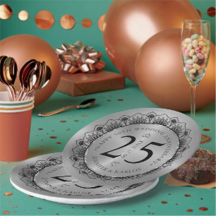 Assiettes En Carton 25e anniversaire du mariage dentelle noire et or