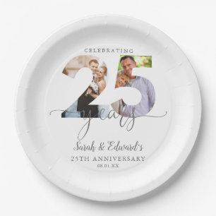 Assiettes En Carton 25e anniversaire du Mariage moderne 2 photo
