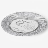 Assiettes En Carton 25e anniversaire du Mariage - Pearl White et Silve (Angle)