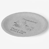 Assiettes En Carton 25e anniversaire élégant d'argent (Angle)
