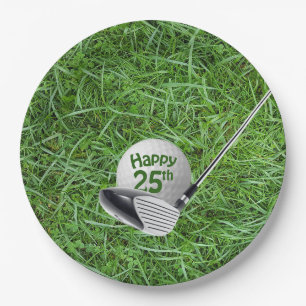 Assiettes En Carton 25e anniversaire Golf Ball and Club Papier Plate