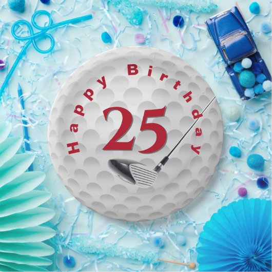 Assiettes En Carton 25e anniversaire Golf Ball Design Plaque en papier (Fête)