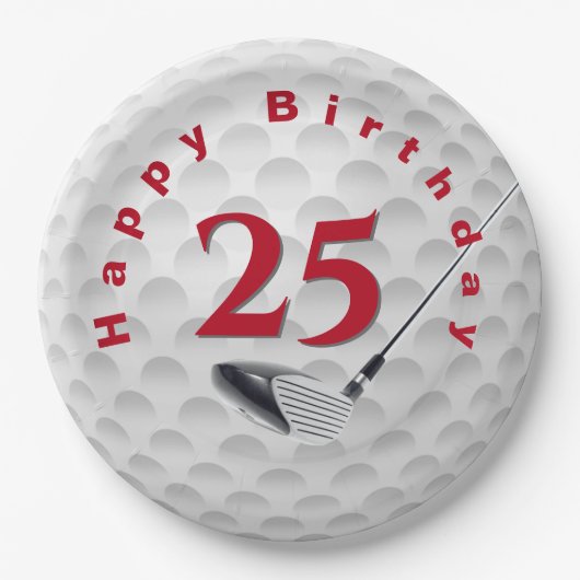 Assiettes En Carton 25e anniversaire Golf Ball Design Plaque en papier (Devant)