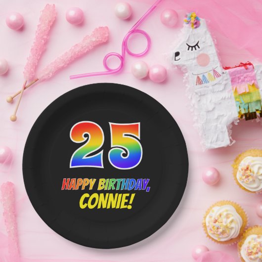 Assiettes En Carton 25e anniversaire : Gras, Amusant, Simple, Arc-en-c (Fête)