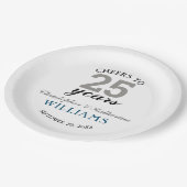 Assiettes En Carton 25e anniversaire Mariage d'argent moderne (Angle)