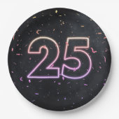 Assiettes En Carton 25e anniversaire Neon Connexion Plaque en papier n (Devant)