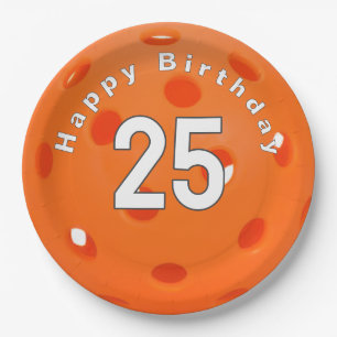 Assiettes En Carton 25e anniversaire Orange Pickleball