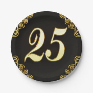 Assiettes En Carton 25e anniversaire ou anniversaire Regal Gold et Noi