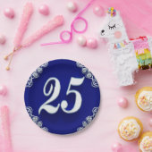 Assiettes En Carton 25e anniversaire ou anniversaire Regal Silver Blue (Fête)