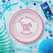 Assiettes En Carton 25e anniversaire Random Number Motif 25 rose/blanc (Fête)