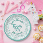 Assiettes En Carton 25e anniversaire Random Number Motif 25 Turquoise/ (Fête)