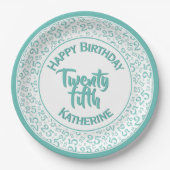 Assiettes En Carton 25e anniversaire Random Number Motif 25 Turquoise/ (Devant)