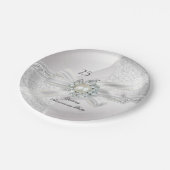 Assiettes En Carton 25e Mariage Parti Pearl White Silver (Angle)
