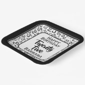 Assiettes En Carton 25e Motif du numéro aléatoire noir/blanc (Angulaire)