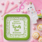 Assiettes En Carton 25e Motif du numéro aléatoire vert/blanc (Fête)