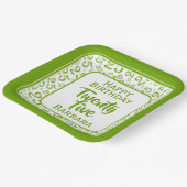 Assiettes En Carton 25e Motif du numéro aléatoire vert/blanc (Angulaire)