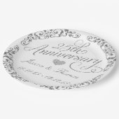 Assiettes En Carton 25ème anniversaire Mariage d'argent Plaque papier (Angle)