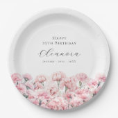 Assiettes En Carton 25th Birthday Pink Carnation January Birth Flower (Devant)