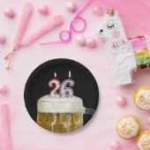 Assiettes En Carton 26e anniversaire bière avec bougie (Fête)
