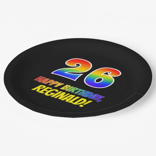 Assiettes En Carton 26e anniversaire : Bold, amusant, simple, arc-en-c (Angle)