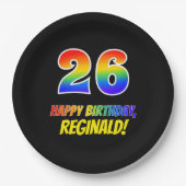 Assiettes En Carton 26e anniversaire : Bold, amusant, simple, arc-en-c (Devant)