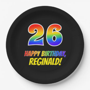 Assiettes En Carton 26e anniversaire : Bold, amusant, simple, arc-en-c