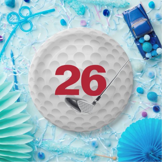 Assiettes En Carton 26e anniversaire Golf Ball Design Plaque en papier (Fête)
