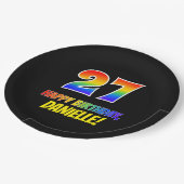 Assiettes En Carton 27e anniversaire : Bold, amusant, simple, arc-en-c (Angle)