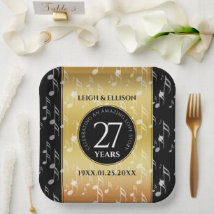 Assiettes En Carton 27e anniversaire du Mariage de musique