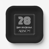 Assiettes En Carton 28e anniversaire — Art Déco Inspiré Look "28" + No (Recto)