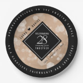 Assiettes En Carton 28e anniversaire du Mariage de lin élégant (Devant)